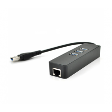 Концентратор Voltronic YT-3H3+1 USB3.0 Black, 3 порта USB 3.0 + 1 порт Ethernet 1Гб/с  (12936)