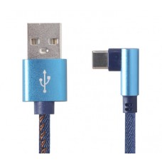 Кабель USB (AM/CM) 1.0м Cablexpert (CC-USB2J-AMCML-1M-BL) кутовий, преміум, 2.1А