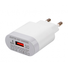 Зарядний пристрій 220V - USB Emy MY-A303Q +Type-C Cable 1xUSB 3.6-12V/18W, Output: DC 3.6-6V/3A 6-9V/2A 9-12V/1.5A White (YT-KMY-A303Q-T) 19024