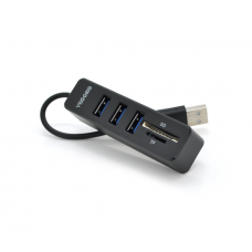 Концентратор VEGGIEG V-C303 USB 2.0, 3хUSB2.0+SD+TF 5in1 card reader Black (V-C303) 19898