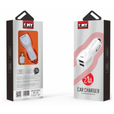 Зарядний пристрій автомобільний Emy MY-112 + Lightning Cable 2xUSB 5V/2.4A White (YT-KBMY-112-L) 11822
