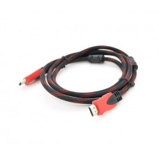 Кабель HDMI to HDMI  1.5м Merlion Red/Black v1.4 2 фільтра, обплетення (YT-HDMI(M)/(M)NY/RD-1.5m) 00951