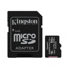 Карта microSDXC  64ГБ UHS-I Kingston Canvas Select Plus R100MB/s + SD-адаптер (SDCS2/64GB)