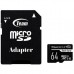 Карта microSDXC  64ГБ UHS-I Team Dash Card + SD-adapter (TDUSDX64GUHS03)