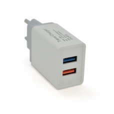 Зарядний пристрій 220V - USB Voltronic СЗУ 110-240V, 2xUSB, 5V/2,4A, White 04126