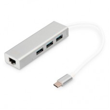 Концентратор Digitus USB-C - USB 3.0 3 Port Hub + Gigabit Ethernet (DA-70255)