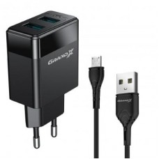 Зарядний пристрій Grand-X 2USB 5V 2,4A + micro-USB cable (CH-50U)