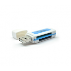 Кардридер внешний USB2.0 MERLION CRD-5VL 4в1 TF/Micro SD Blue 06416