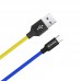 Кабель ColorWay USB-USB Type-C, 2.4А, 1м, Blue/Yellow (CW-CBUC052-BLY)