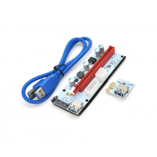Райзер PCI-E x1 to 16x Voltronic PCE164P-N03/ VER 008S (23150) SATA, 6Pin, USB 3.0 AM-AM 60см Blue