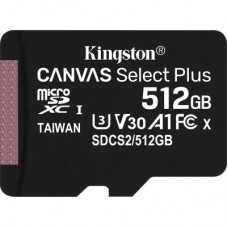 Карта пам'яті Kingston 512GB microSDXC class 10 UHS-I U3 V30 A1 Canvas Select Plus (SDCS2/512GBSP)