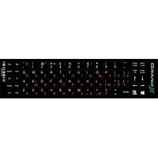 Наклейки для клавіатури непрозорі Grand-X 68 keys Cyrillic orange, Latin white (GXDPOW) російська/українська/англійська