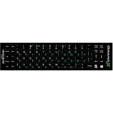 Наклейки для клавіатури непрозорі Grand-X 68 keys UA green, Latin white (GXDGUA) українська/англійська