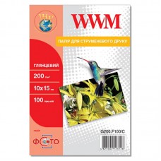 Фотопапір WWM глянцевий 200г/м кв, 10см x 15см, 100л (G200.F100/C)