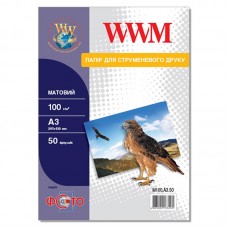 Фотобумага WWM матовая 100г/м кв, A3, 50л (M100.A3.50)