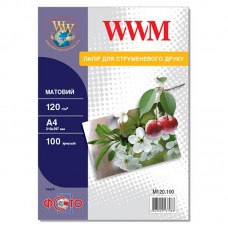 Фотопапір WWM матовая 120г/м кв, A4, 100л (M120.100)