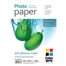 Фотобумага ColorWay матовая самоклеящаяся 120г/м2 A4 50л (PMS1208050A4)