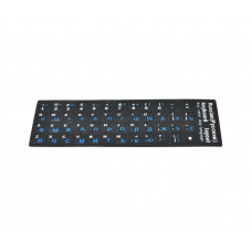 Наклейки для клавіатури непрозорі на чорній основі з синіми буквами Рус.Анг(YT-KSMFB/RE-G) 10785
