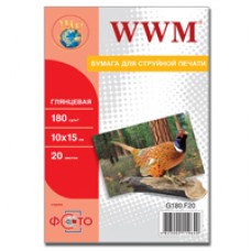 Фотобумага WWM глянцевая 180г/м кв, 10см x 15см, 20л (G180.F20)