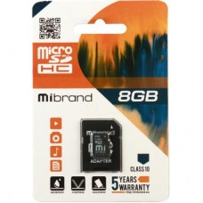 Карта пам'яті Mibrand 8GB microSDHC class 10 (MICDHC10/8GB-A)