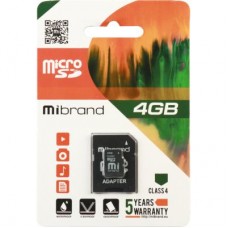 Карта пам'яті Mibrand 4GB microSDHC class 4 (MICDC4/4GB-A)