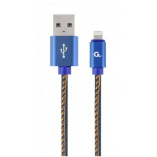 Кабель USB (AM/Lightning) 1.0м Cablexpert (CC-USB2J-AMLM-1M-BL) премиум, 2.1А
